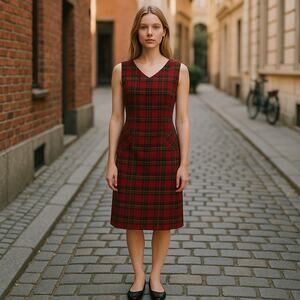 1950s Bonnie Heather Classics Red Tartan Plaid Wool Jumper Dress Sz 4-6 Scottish